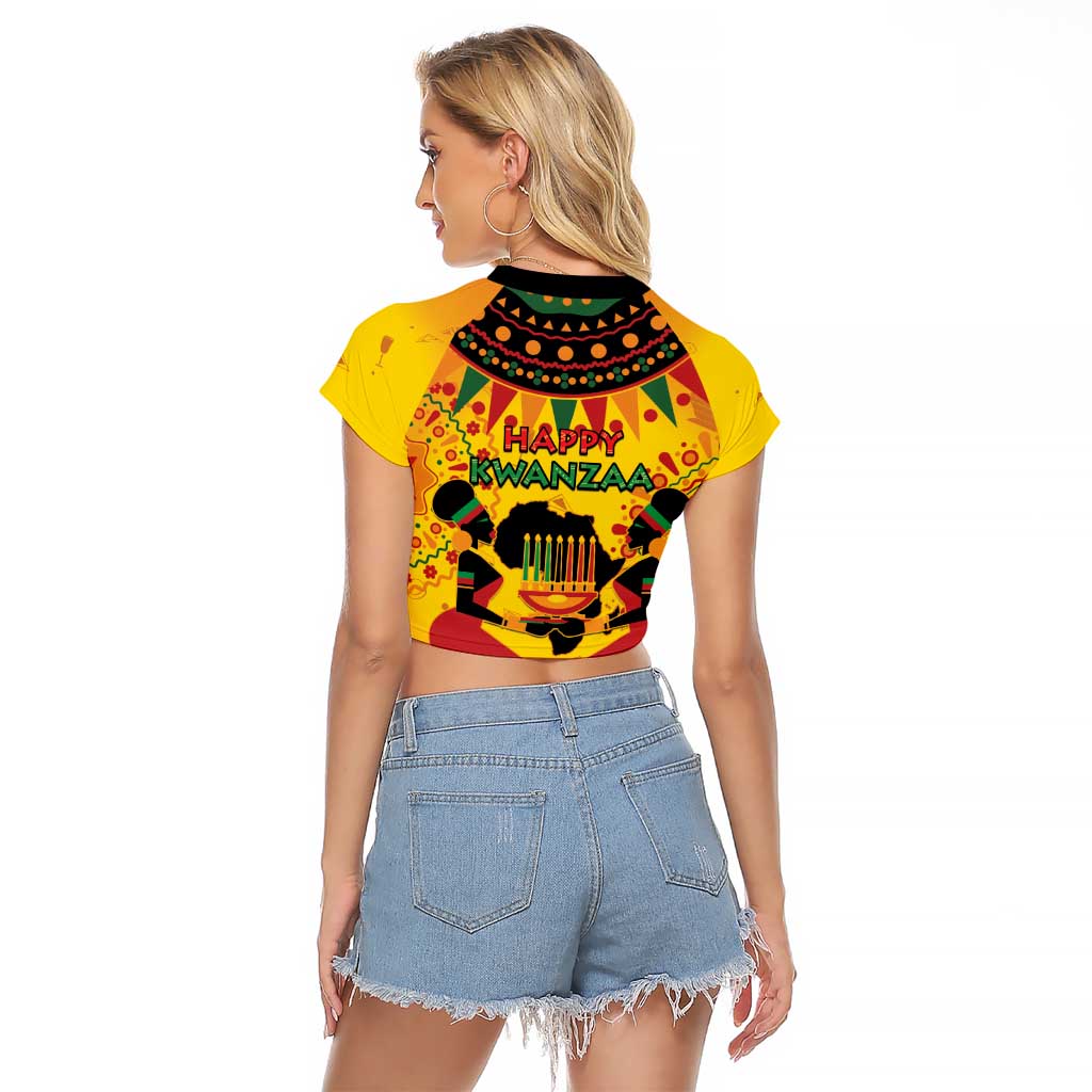 Kwanzaa Holiday Raglan Cropped T Shirt African Pattern - Wonder Print Shop