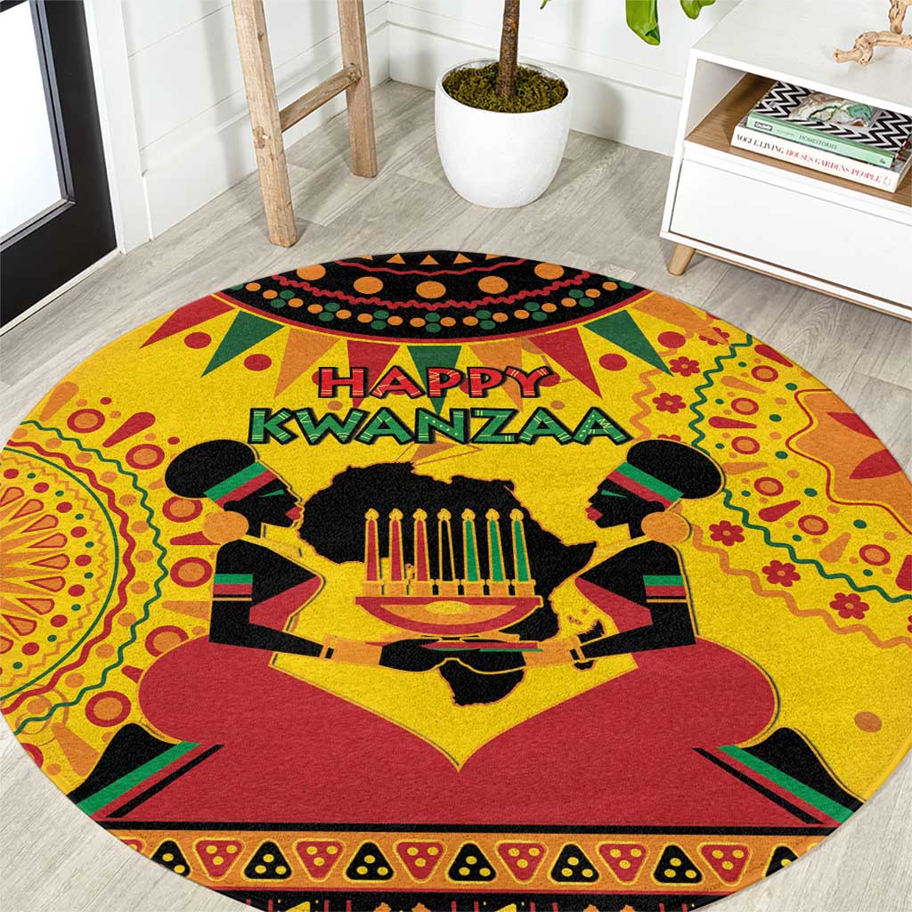 Kwanzaa Holiday Round Carpet African Pattern