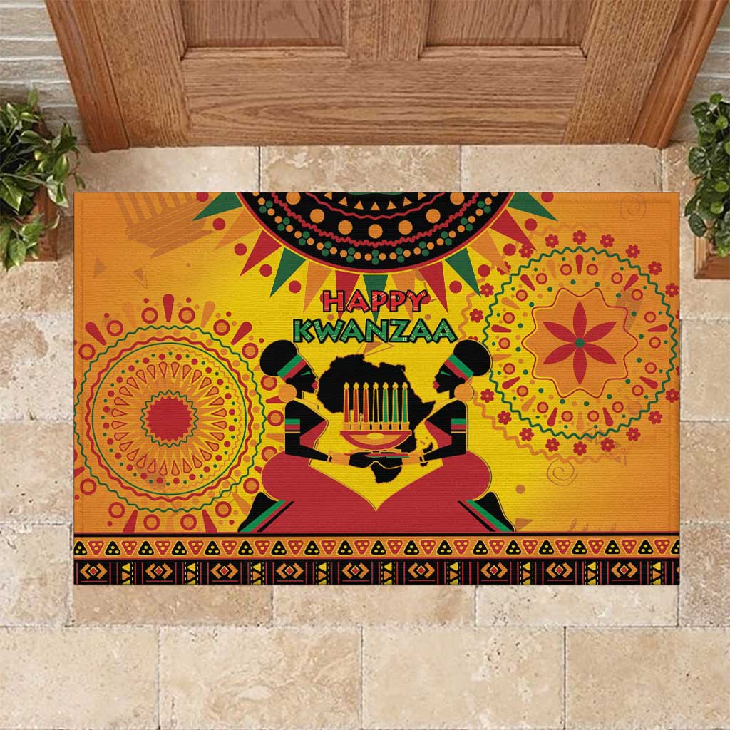 Kwanzaa Holiday Rubber Doormat African Pattern - Wonder Print Shop