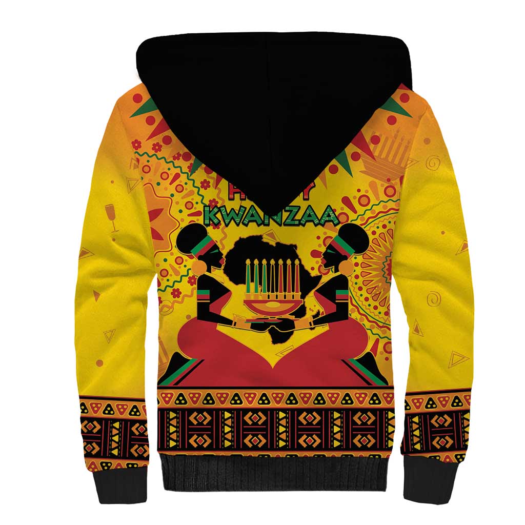 Kwanzaa Holiday Sherpa Hoodie African Pattern - Wonder Print Shop