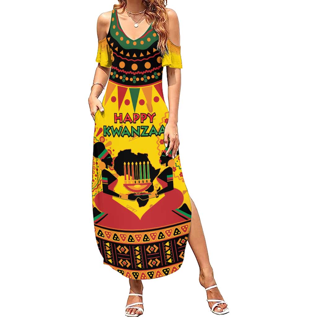 Kwanzaa Holiday Summer Maxi Dress African Pattern - Wonder Print Shop