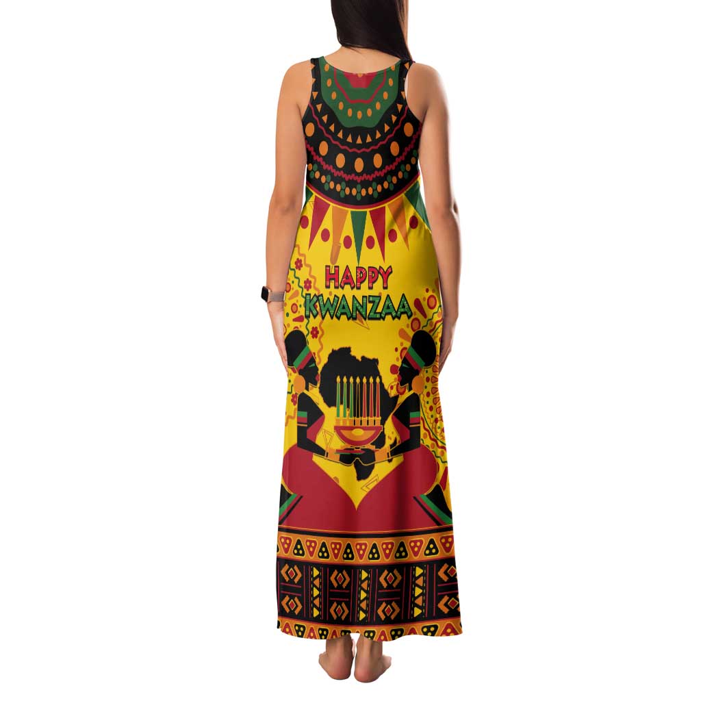 Kwanzaa Holiday Tank Maxi Dress African Pattern - Wonder Print Shop
