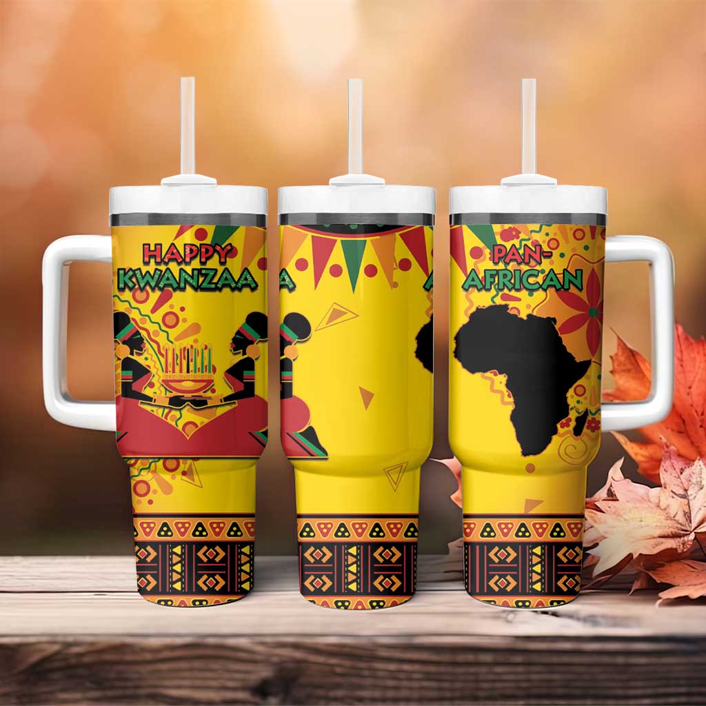 Kwanzaa Holiday Tumbler With Handle African Pattern - Wonder Print Shop