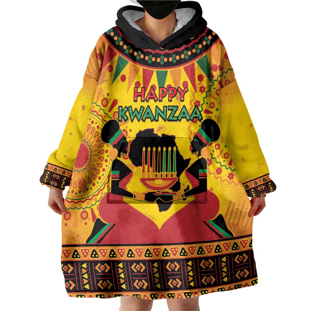 Kwanzaa Holiday Wearable Blanket Hoodie African Pattern - Wonder Print Shop