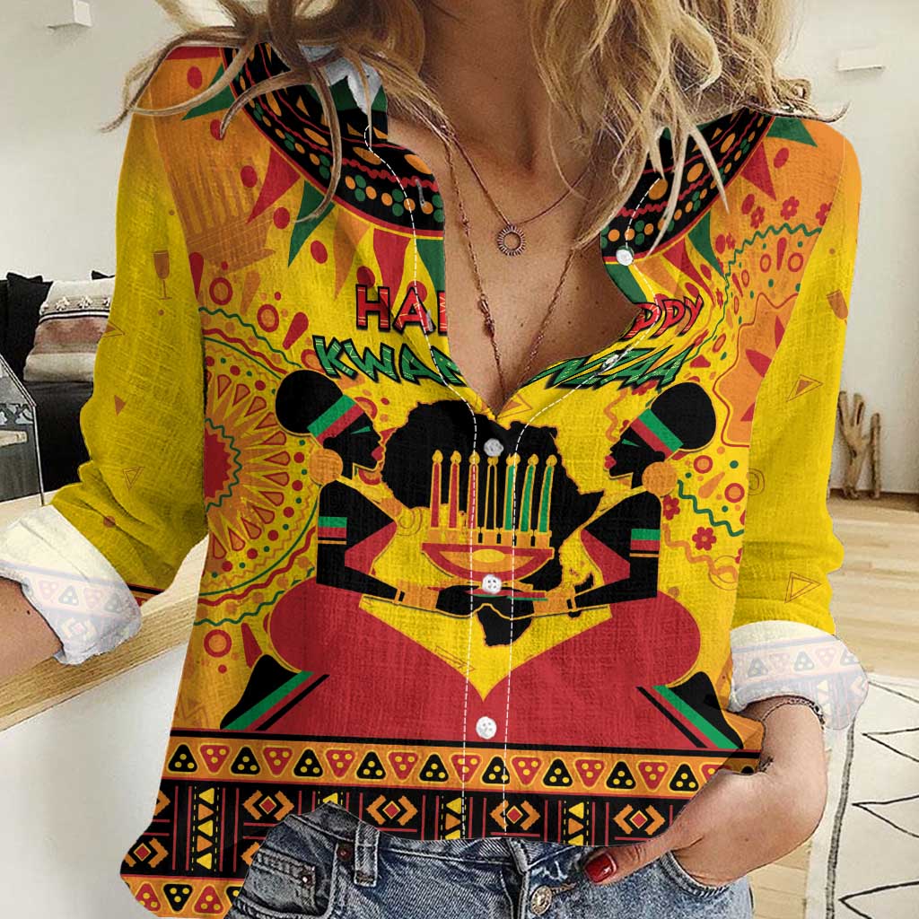 Kwanzaa Holiday Women Casual Shirt African Pattern - Wonder Print Shop