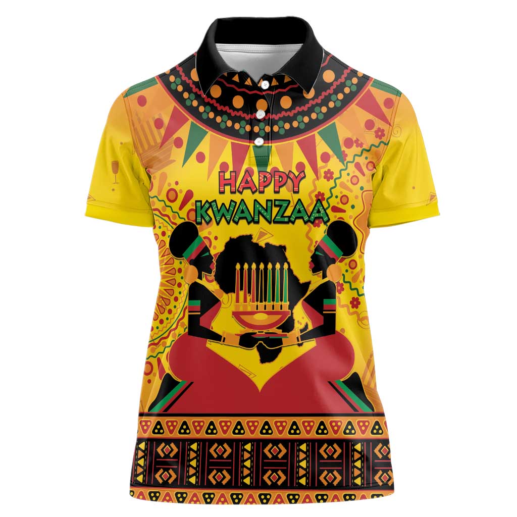 Kwanzaa Holiday Women Polo Shirt African Pattern - Wonder Print Shop
