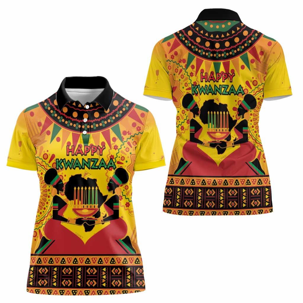 Kwanzaa Holiday Women Polo Shirt African Pattern - Wonder Print Shop