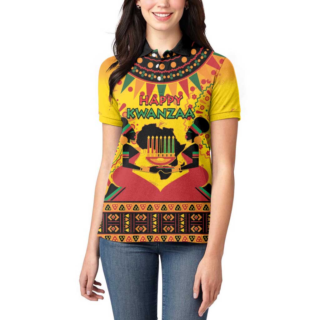 Kwanzaa Holiday Women Polo Shirt African Pattern - Wonder Print Shop