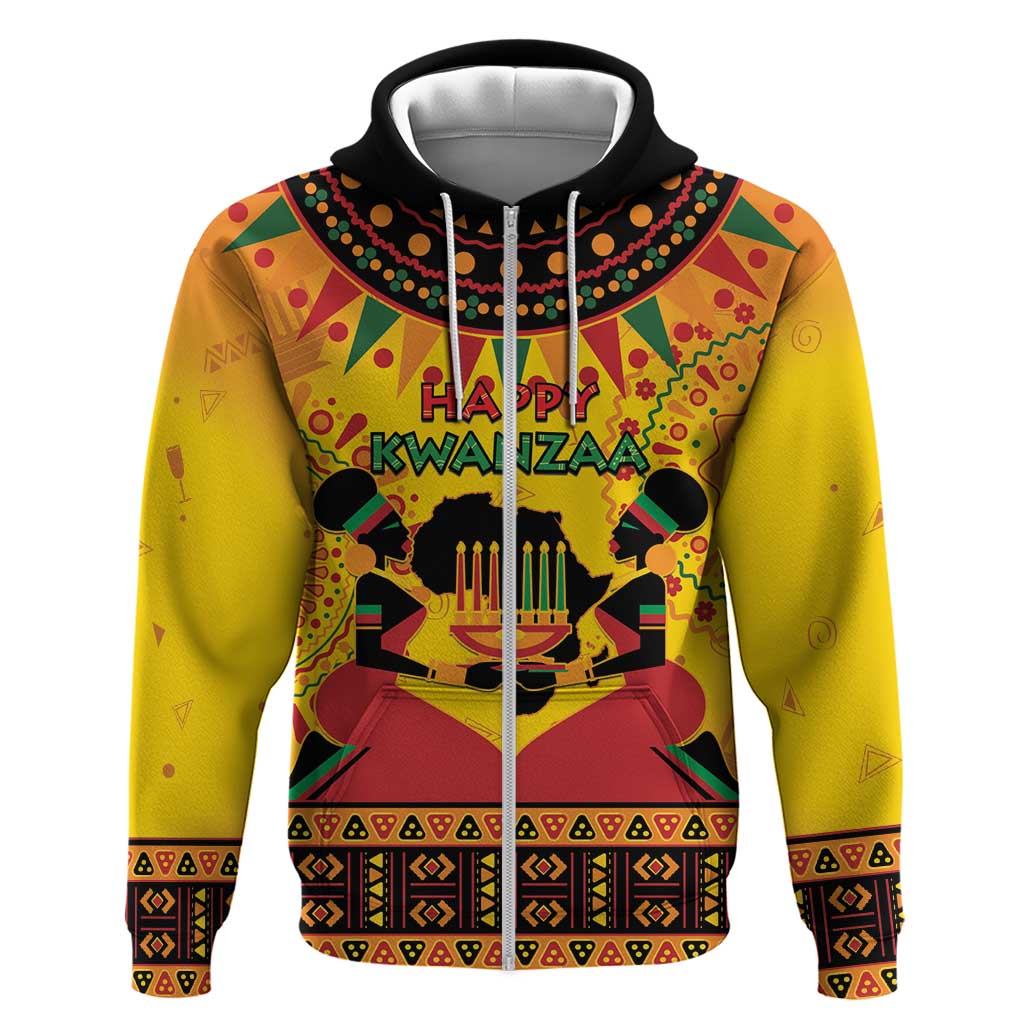 Kwanzaa Holiday Zip Hoodie African Pattern - Wonder Print Shop