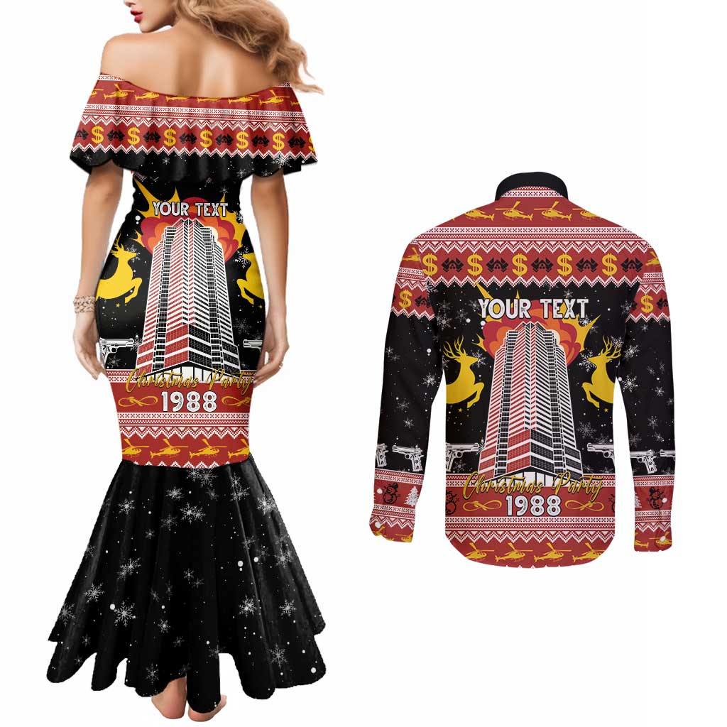 Personalized Nakatomi Plaza Couples Matching Mermaid Dress and Long Sleeve Button Shirt Christmas Party 1988