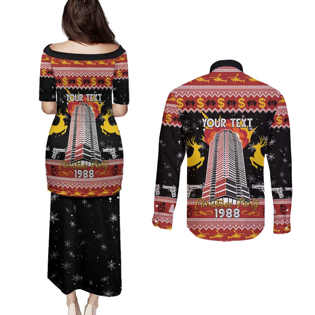 Personalized Nakatomi Plaza Couples Matching Puletasi and Long Sleeve Button Shirt Christmas Party 1988 - Wonder Print Shop