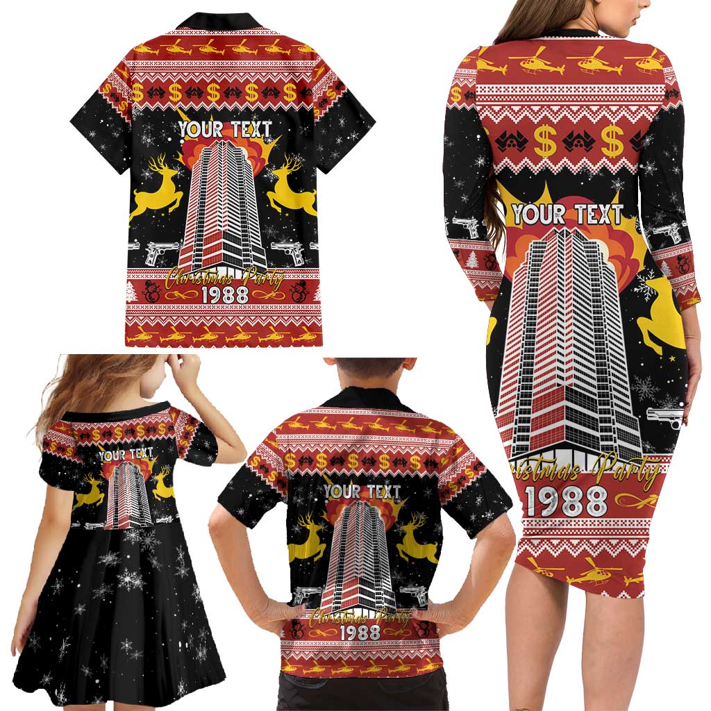 Personalized Nakatomi Plaza Family Matching Long Sleeve Bodycon Dress and Hawaiian Shirt Christmas Party 1988 - Wonder Print Shop