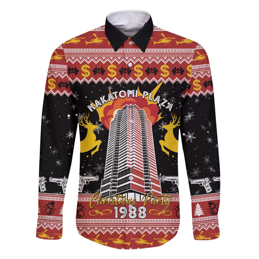 Personalized Nakatomi Plaza Family Matching Long Sleeve Bodycon Dress and Hawaiian Shirt Christmas Party 1988 - Wonder Print Shop