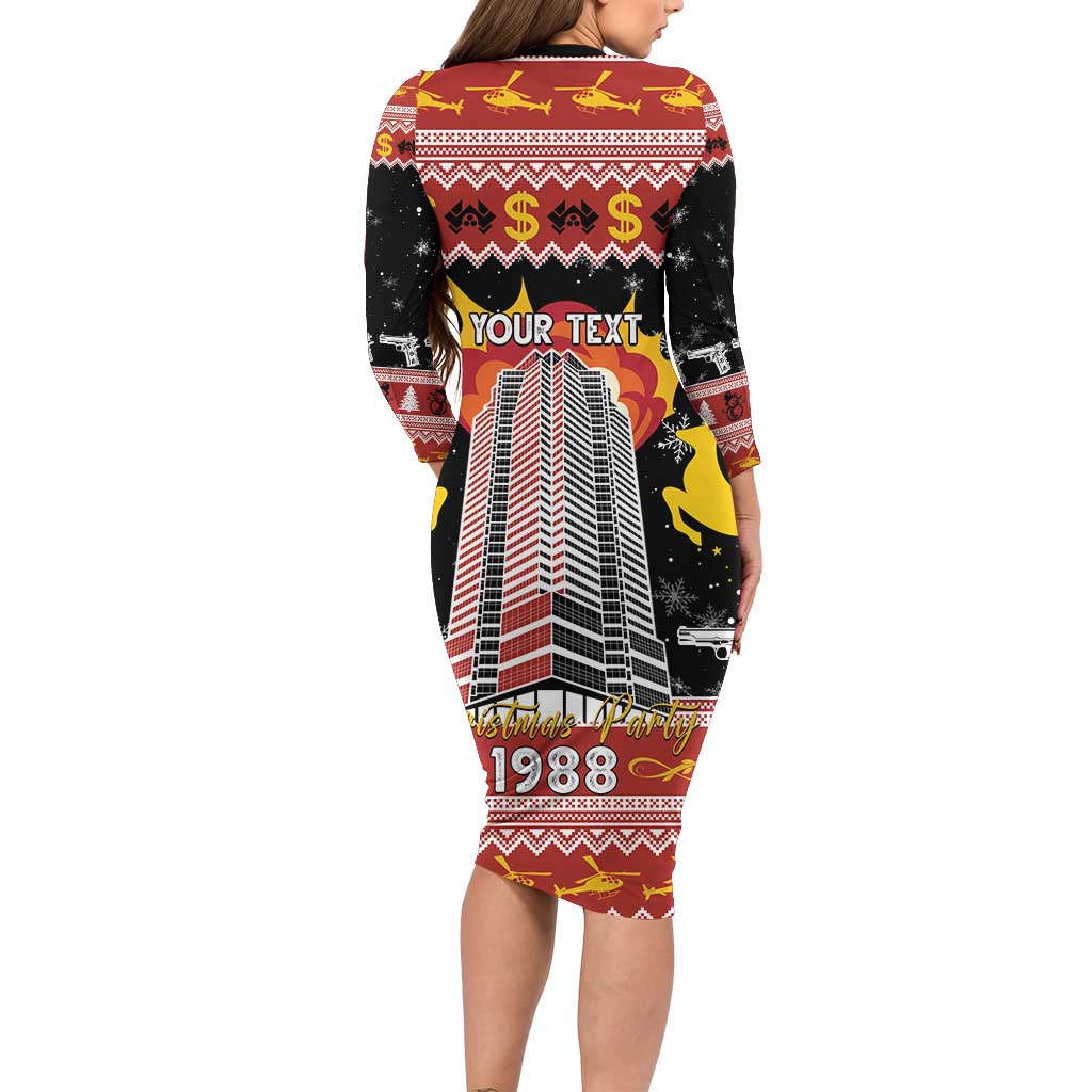 Personalized Nakatomi Plaza Family Matching Long Sleeve Bodycon Dress and Hawaiian Shirt Christmas Party 1988 - Wonder Print Shop