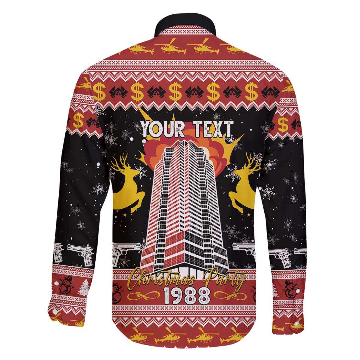 Personalized Nakatomi Plaza Family Matching Off The Shoulder Long Sleeve Dress and Hawaiian Shirt Christmas Party 1988 - Wonder Print Shop