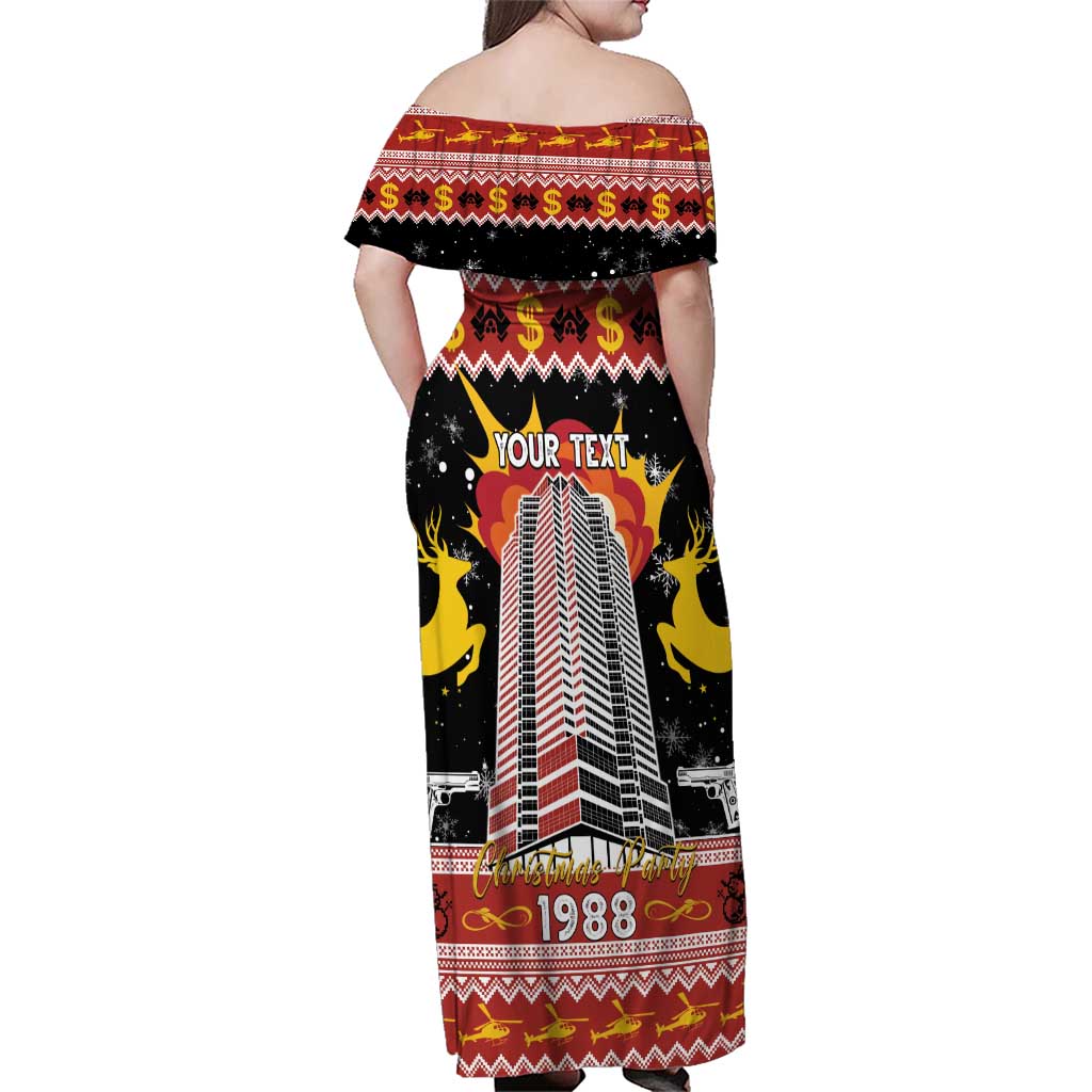 Personalized Nakatomi Plaza Family Matching Off Shoulder Maxi Dress and Hawaiian Shirt Christmas Party 1988 - Wonder Print Shop