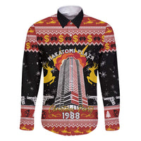 Personalized Nakatomi Plaza Family Matching Short Sleeve Bodycon Dress and Hawaiian Shirt Christmas Party 1988 - Wonder Print Shop