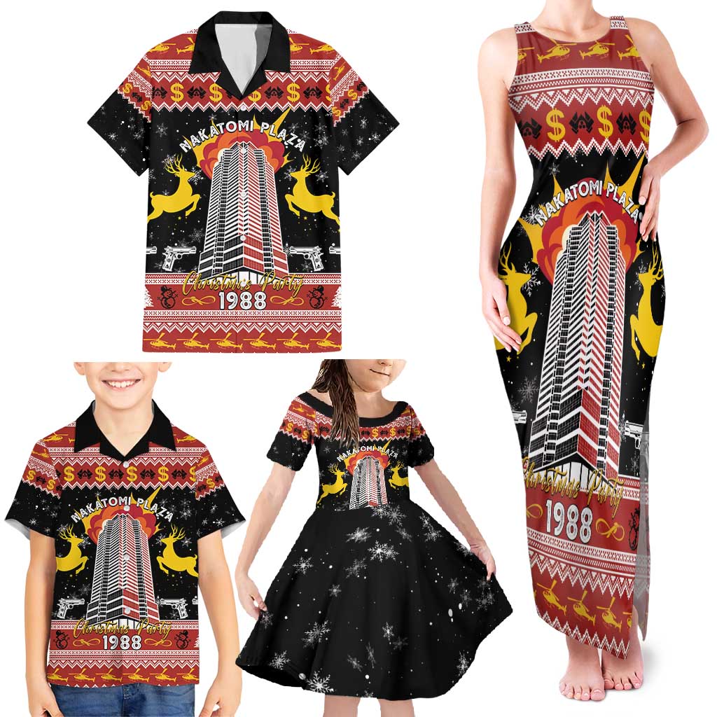 Personalized Nakatomi Plaza Family Matching Tank Maxi Dress and Hawaiian Shirt Christmas Party 1988 - Wonder Print Shop