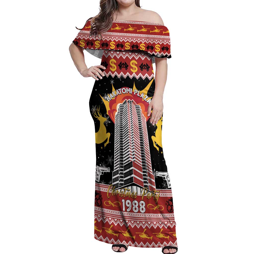 Personalized Nakatomi Plaza Off Shoulder Maxi Dress Christmas Party 1988 - Wonder Print Shop