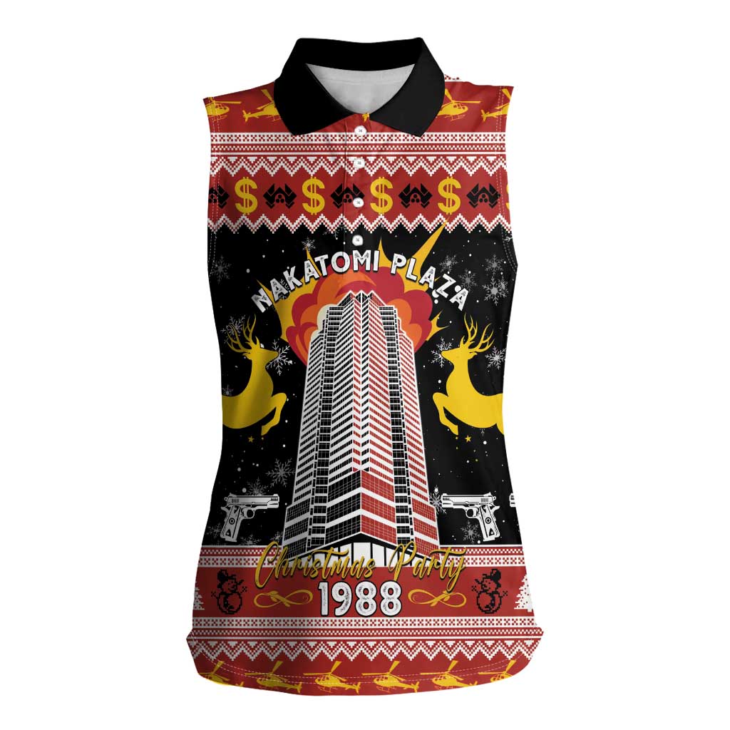 Personalized Nakatomi Plaza Women Sleeveless Polo Shirt Christmas Party 1988 - Wonder Print Shop
