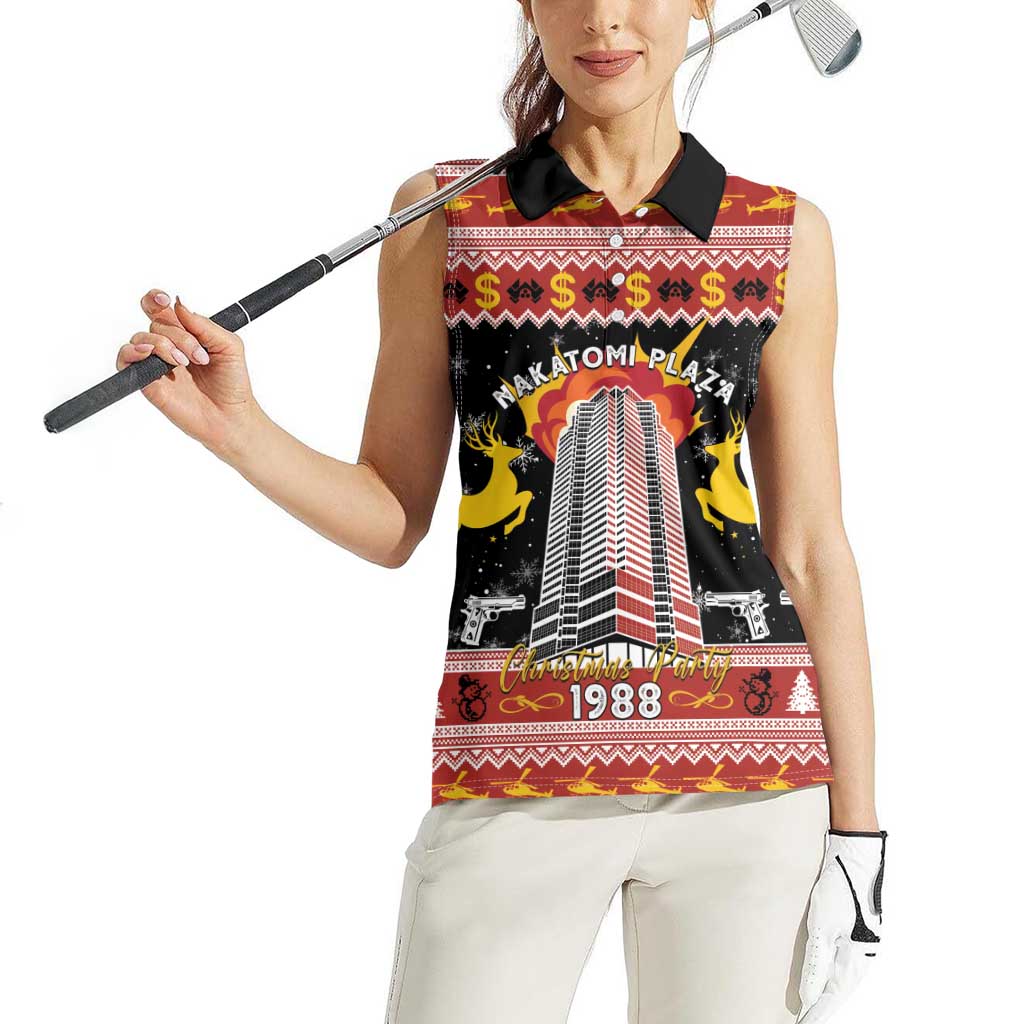 Personalized Nakatomi Plaza Women Sleeveless Polo Shirt Christmas Party 1988 - Wonder Print Shop