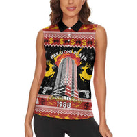 Personalized Nakatomi Plaza Women Sleeveless Polo Shirt Christmas Party 1988 - Wonder Print Shop