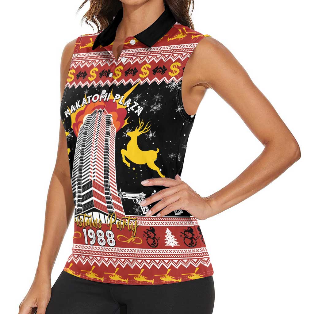 Personalized Nakatomi Plaza Women Sleeveless Polo Shirt Christmas Party 1988 - Wonder Print Shop