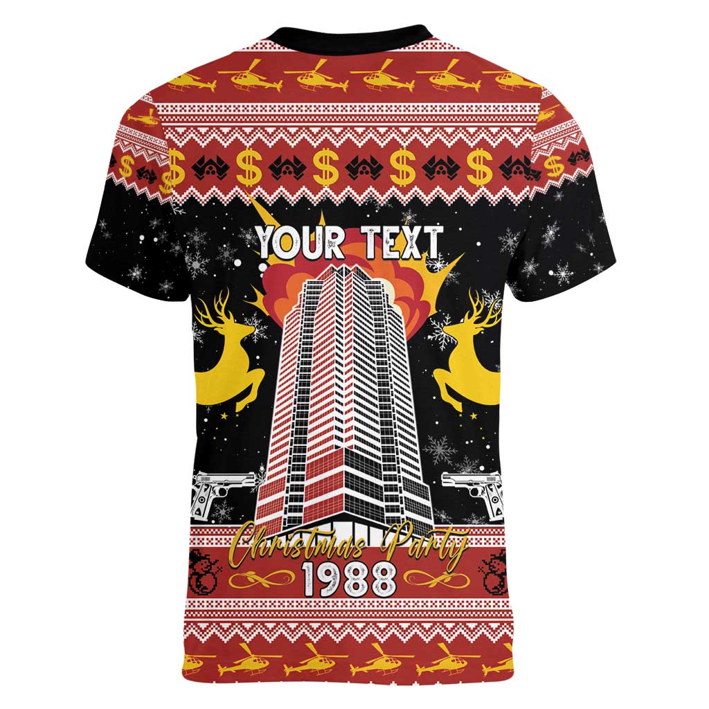 Personalized Nakatomi Plaza Women V-Neck T-Shirt Christmas Party 1988 - Wonder Print Shop