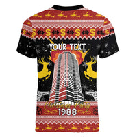 Personalized Nakatomi Plaza Women V-Neck T-Shirt Christmas Party 1988 - Wonder Print Shop