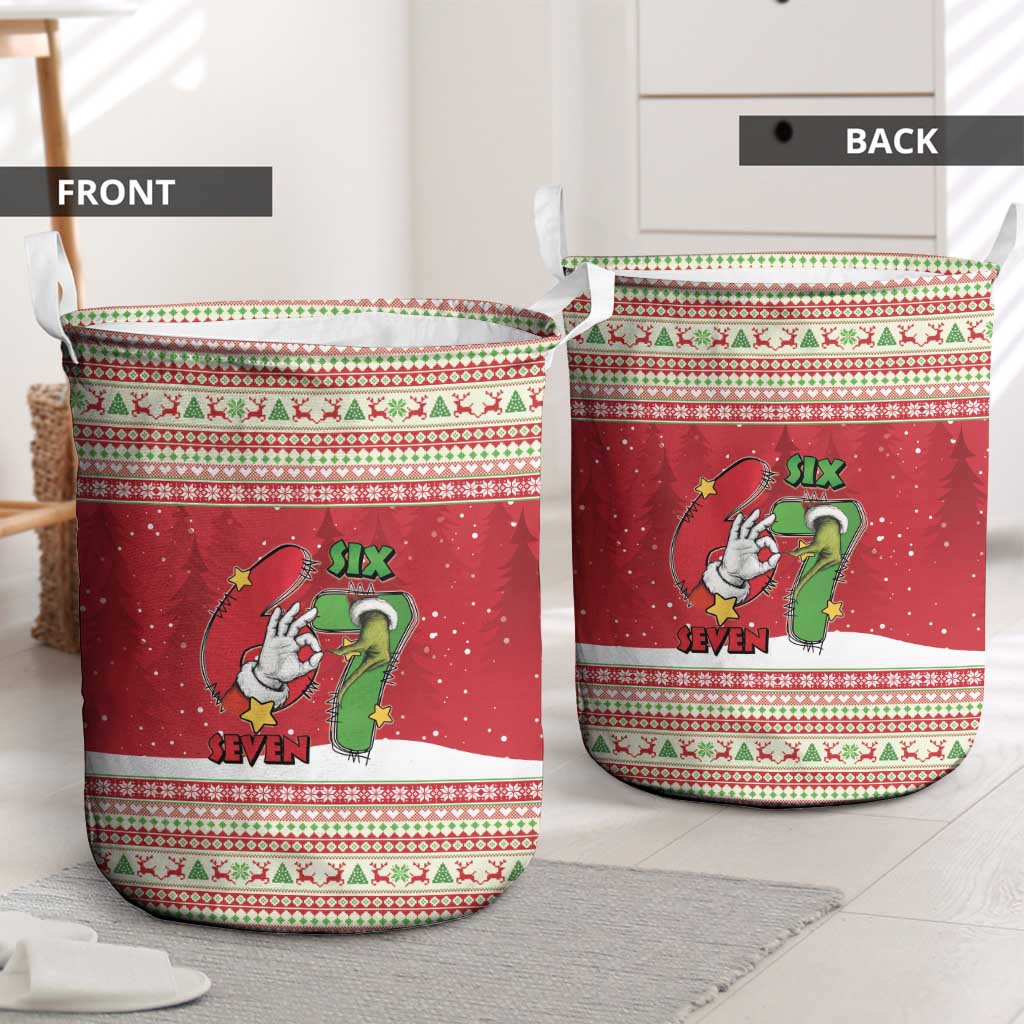 Funny Six Seven Meme Christmas Laundry Basket Merry 67 Mas - Wonder Print Shop