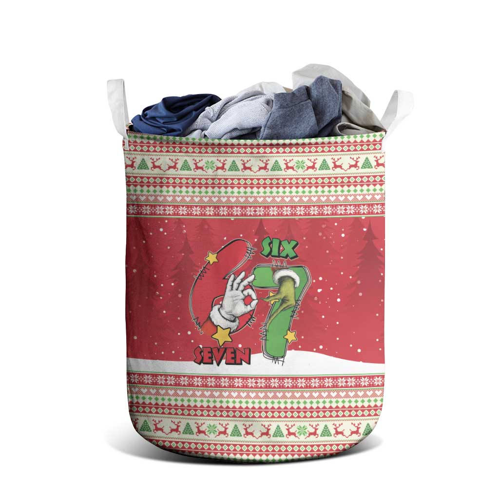 Funny Six Seven Meme Christmas Laundry Basket Merry 67 Mas - Wonder Print Shop