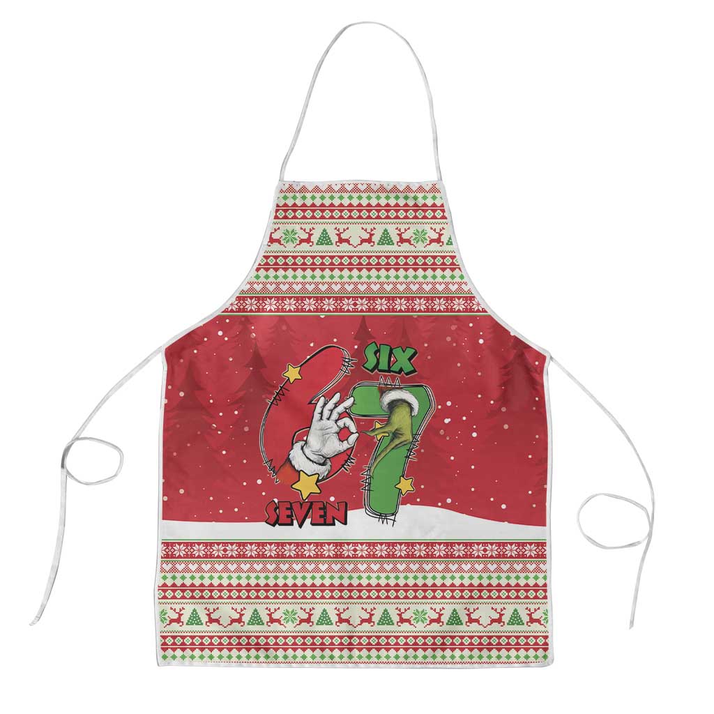 Funny Six Seven Meme Christmas Apron Merry 67 Mas - Wonder Print Shop