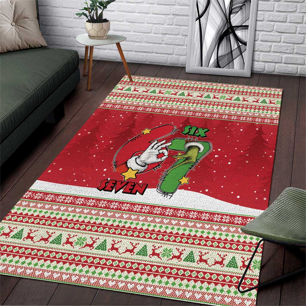 Funny Six Seven Meme Christmas Area Rug Merry 67 Mas - Wonder Print Shop