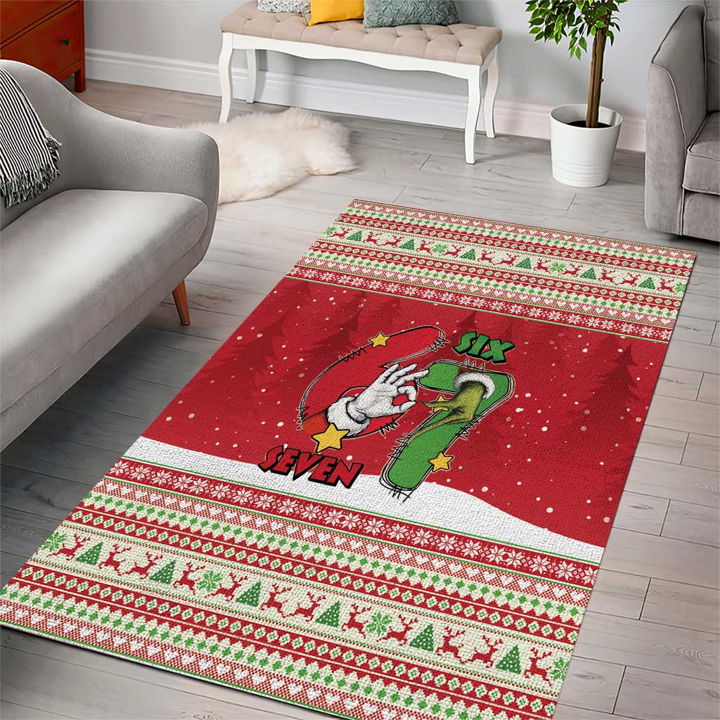 Funny Six Seven Meme Christmas Area Rug Merry 67 Mas - Wonder Print Shop