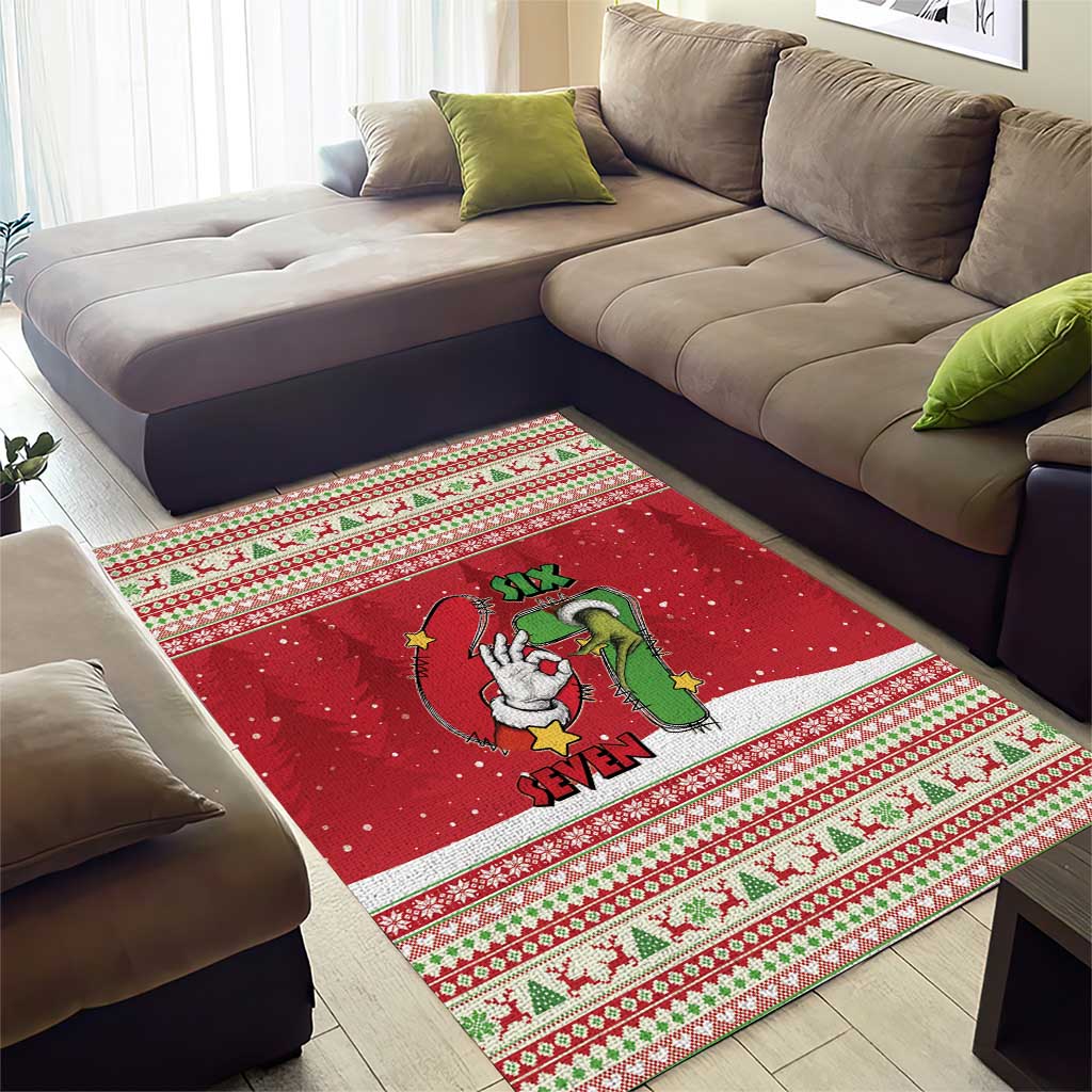 Funny Six Seven Meme Christmas Area Rug Merry 67 Mas - Wonder Print Shop