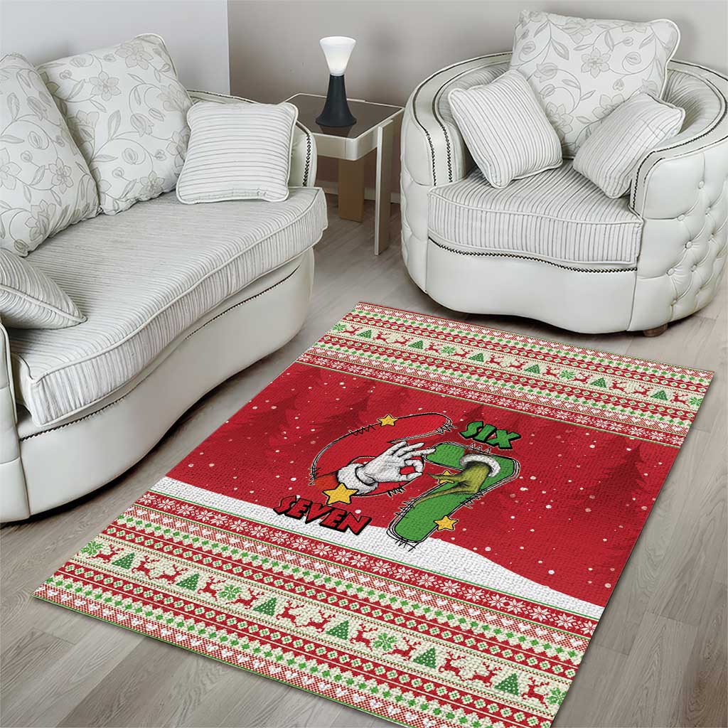 Funny Six Seven Meme Christmas Area Rug Merry 67 Mas - Wonder Print Shop