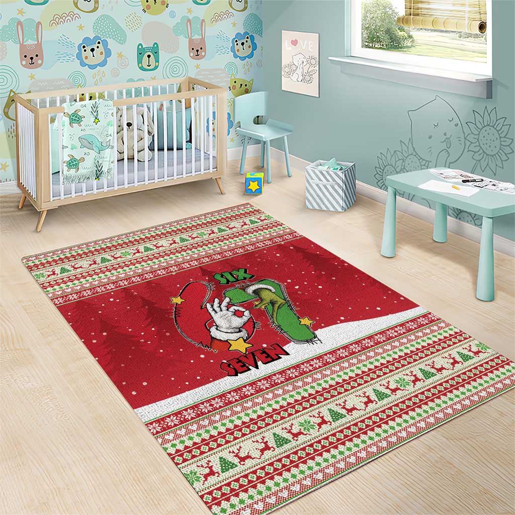 Funny Six Seven Meme Christmas Area Rug Merry 67 Mas - Wonder Print Shop