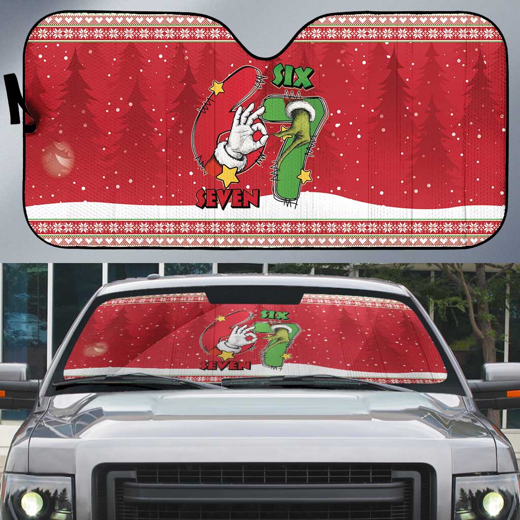 Funny Six Seven Meme Christmas Auto Sun Shade Merry 67 Mas - Wonder Print Shop