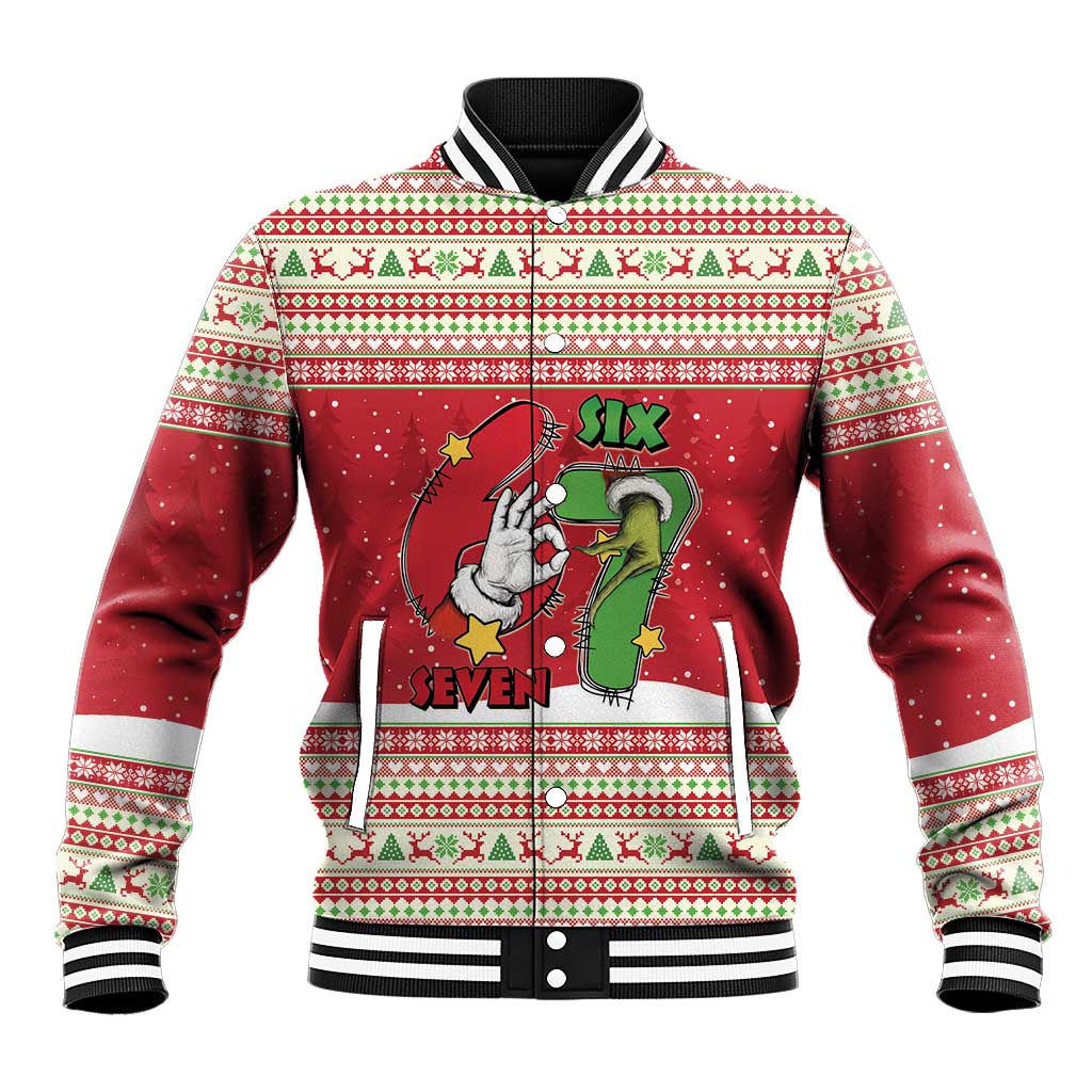 Funny Six Seven Meme Christmas Baseball Jacket Merry 67 Mas - Wonder Print Shop