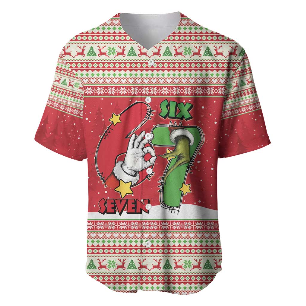 Funny Six Seven Meme Christmas Baseball Jersey Merry 67 Mas - Wonder Print Shop