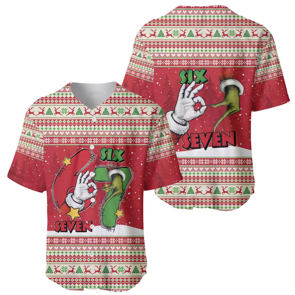 Funny Six Seven Meme Christmas Baseball Jersey Merry 67 Mas - Wonder Print Shop