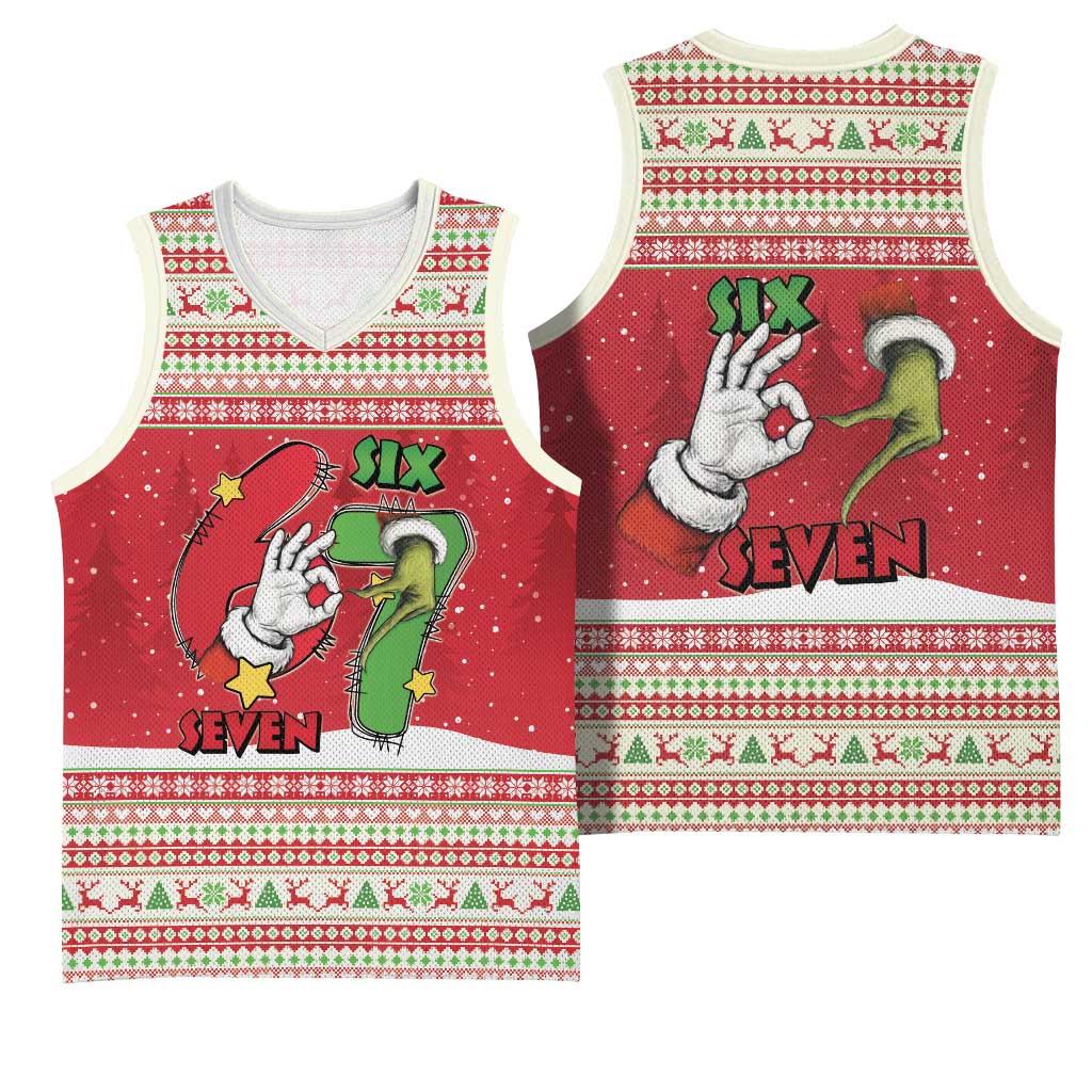 Funny Six Seven Meme Christmas Basketball Jersey Merry 67 Mas - Wonder Print Shop