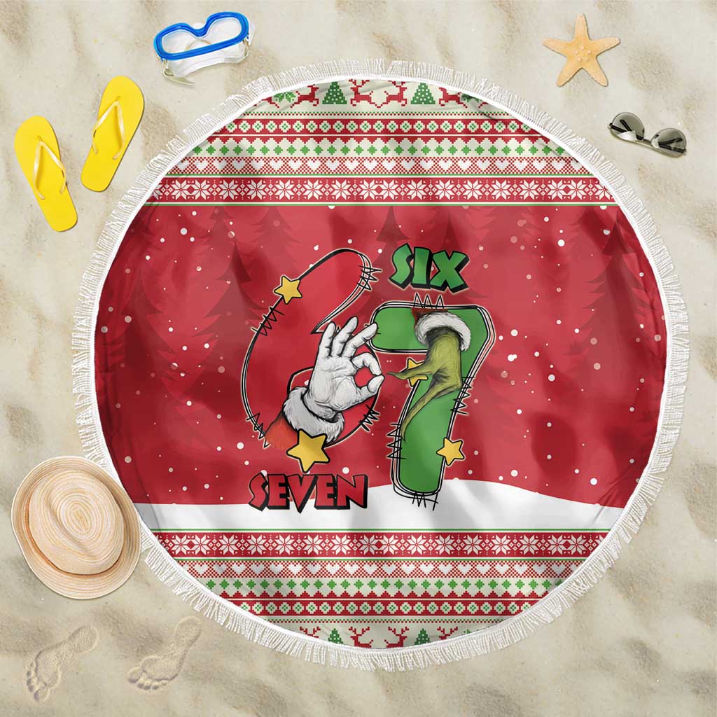 Funny Six Seven Meme Christmas Beach Blanket Merry 67 Mas - Wonder Print Shop