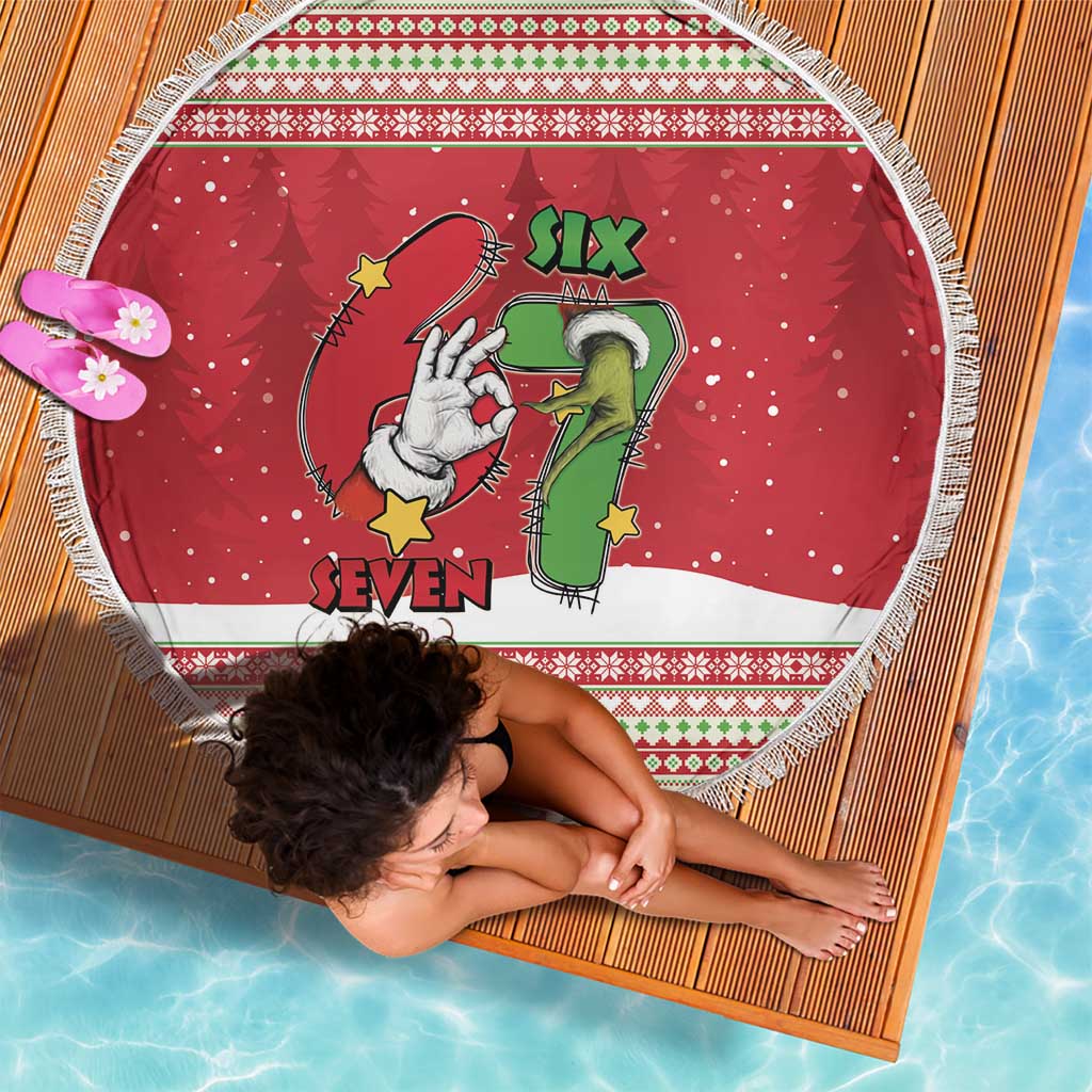Funny Six Seven Meme Christmas Beach Blanket Merry 67 Mas - Wonder Print Shop