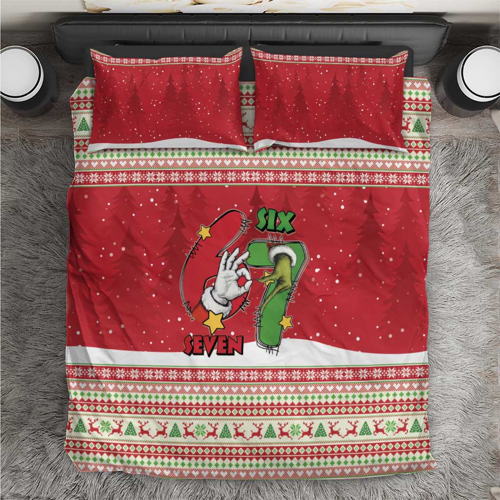 Funny Six Seven Meme Christmas Bedding Set Merry 67 Mas - Wonder Print Shop