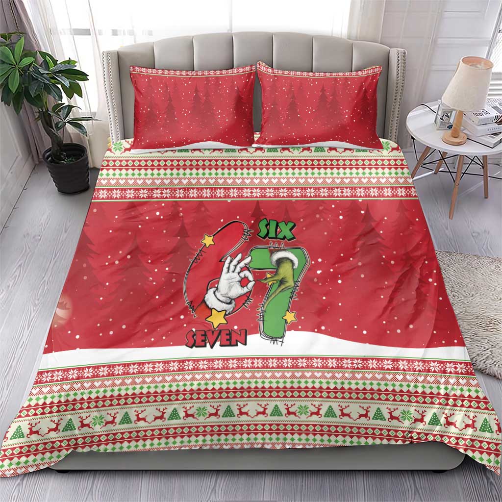 Funny Six Seven Meme Christmas Bedding Set Merry 67 Mas - Wonder Print Shop