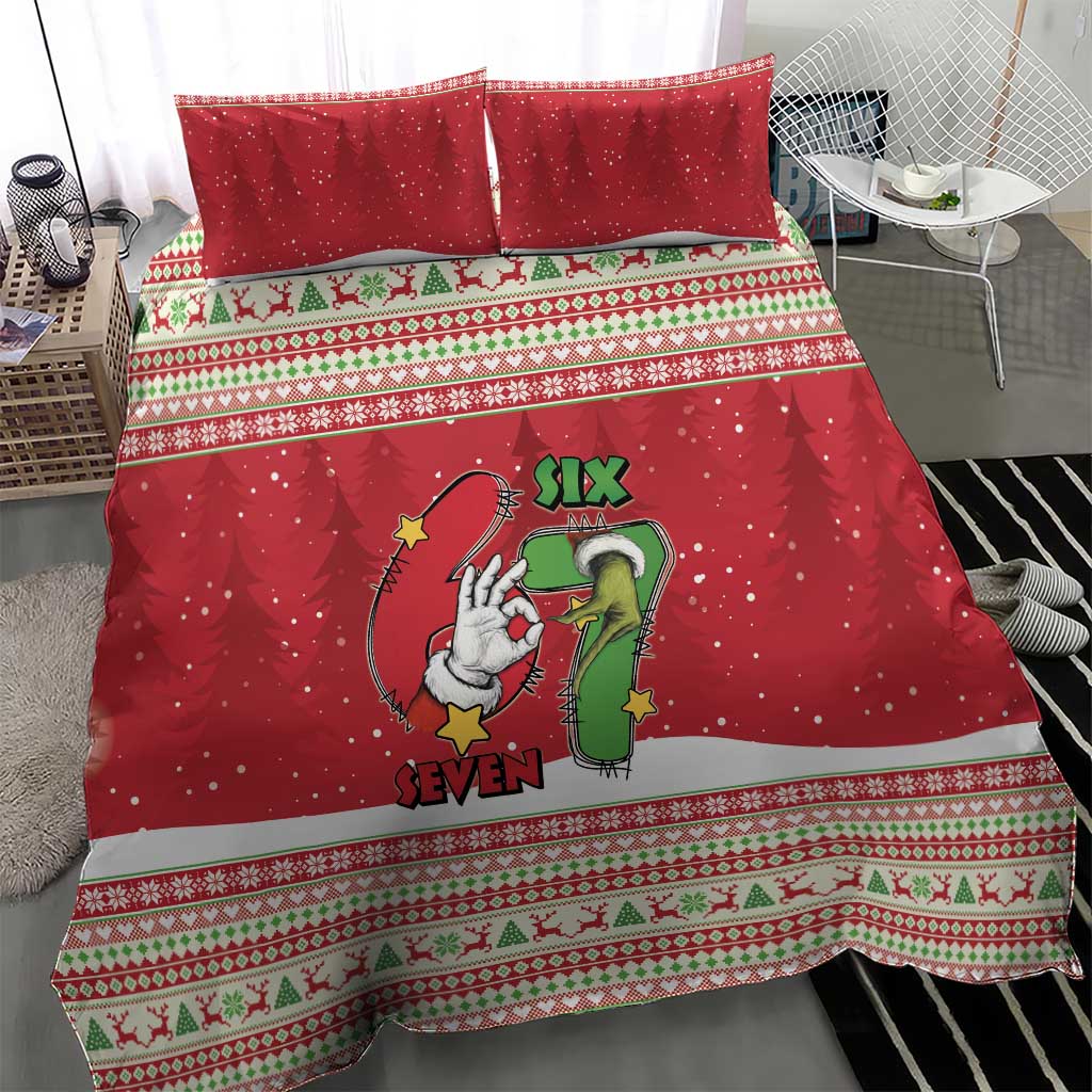 Funny Six Seven Meme Christmas Bedding Set Merry 67 Mas - Wonder Print Shop