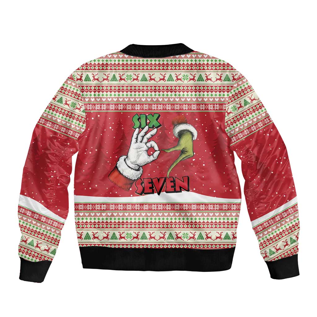 Funny Six Seven Meme Christmas Bomber Jacket Merry 67 Mas - Wonder Print Shop