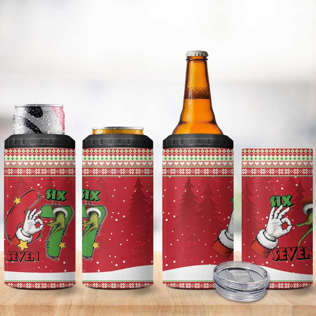 Funny Six Seven Meme Christmas 4 in 1 Can Cooler Tumbler Merry 67 Mas - Wonder Print Shop