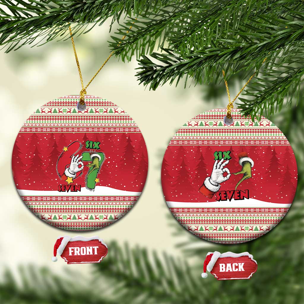Funny Six Seven Meme Christmas Ceramic Ornament Merry 67 Mas - Wonder Print Shop